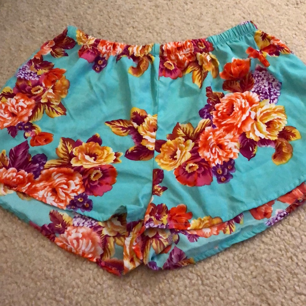 💜Teal floral print shorts